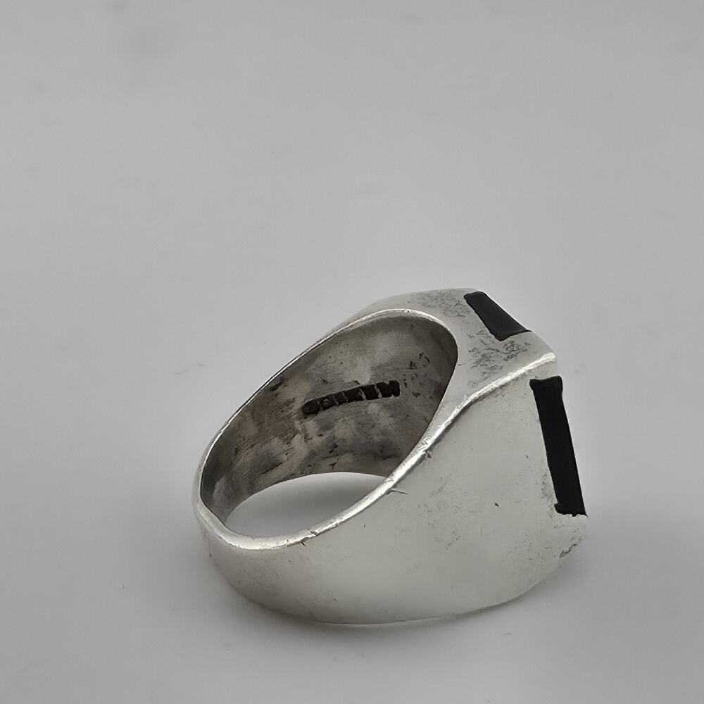Vintage Mexico 925 Sterling Silver Black Onyx Signet Ring Size 9.5 17.4g Mens - Picture 4 of 15